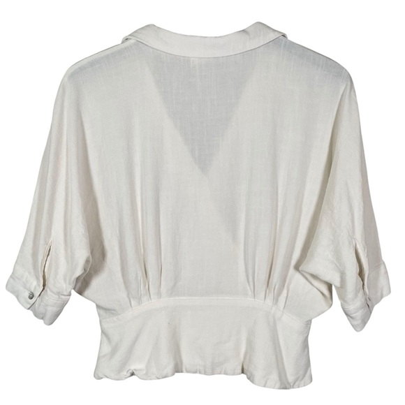 Mo:vint Ivory Linen Cotton Double Breasted Top S/M - Picture 2 of 10